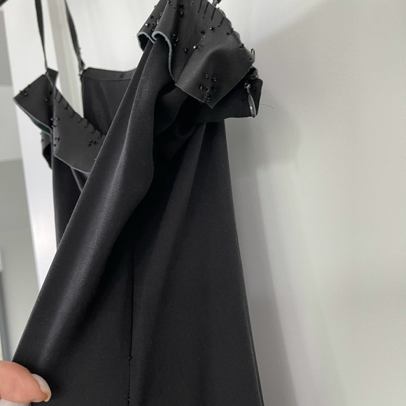 Tahari vintage silk dress with beaded leather trim - Picture 3 of 7